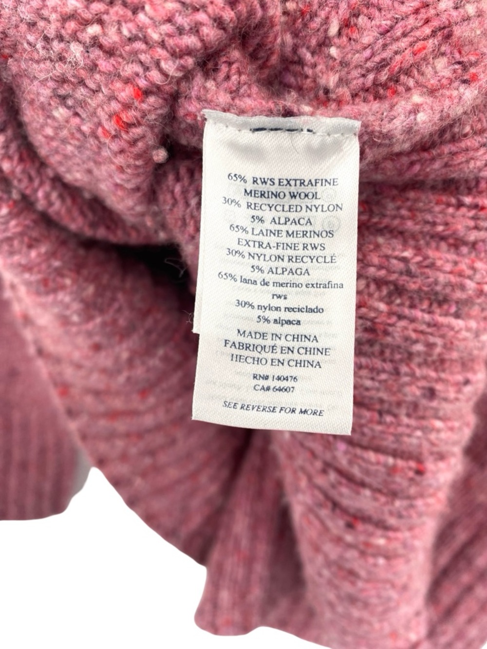 Faherty Driftwood Donegal Merino Wool Alpaca Sweater in Berry Shake Large - Picture 8 of 8